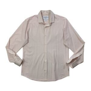 Mizzen + Main Shirt Mens L Large White Red Leeward Trim Fit Check Button Up